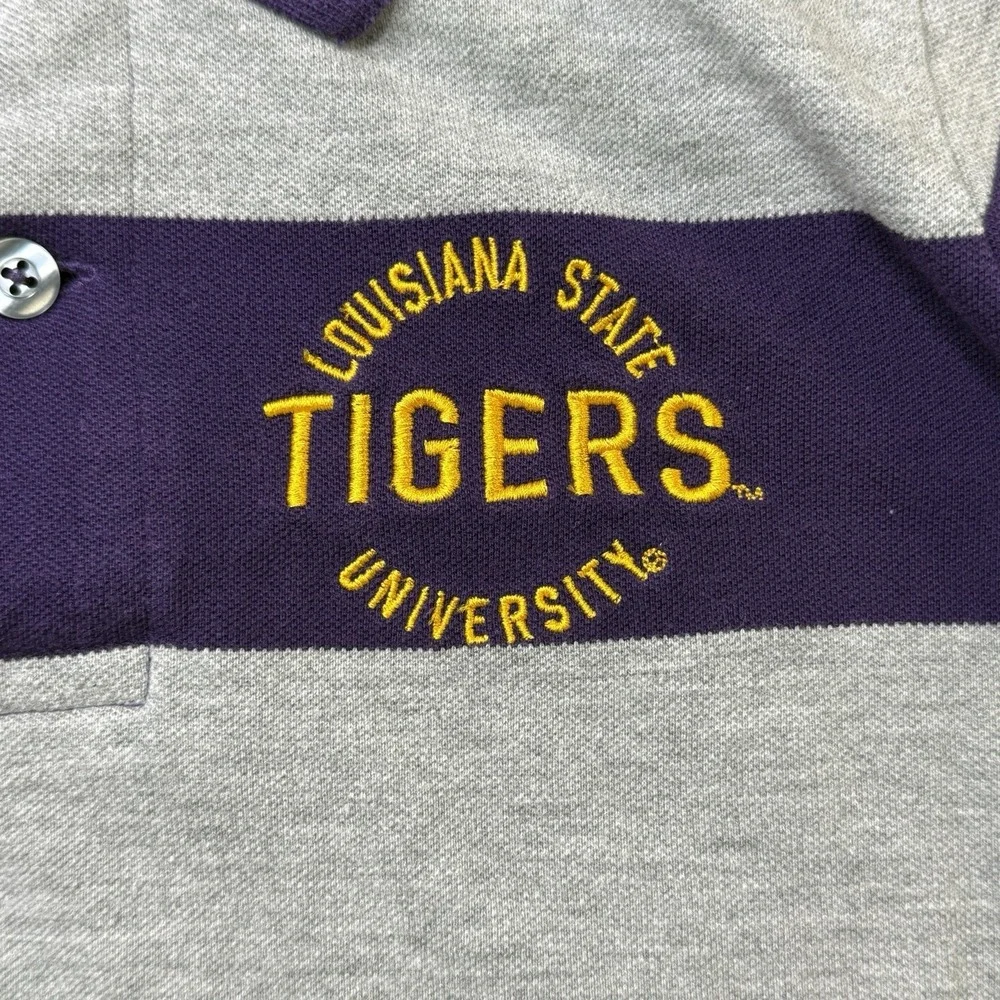 LSU Tigers Striped Polo Shirt NCAA Knights‎ Apparel Purple Gray Mens S